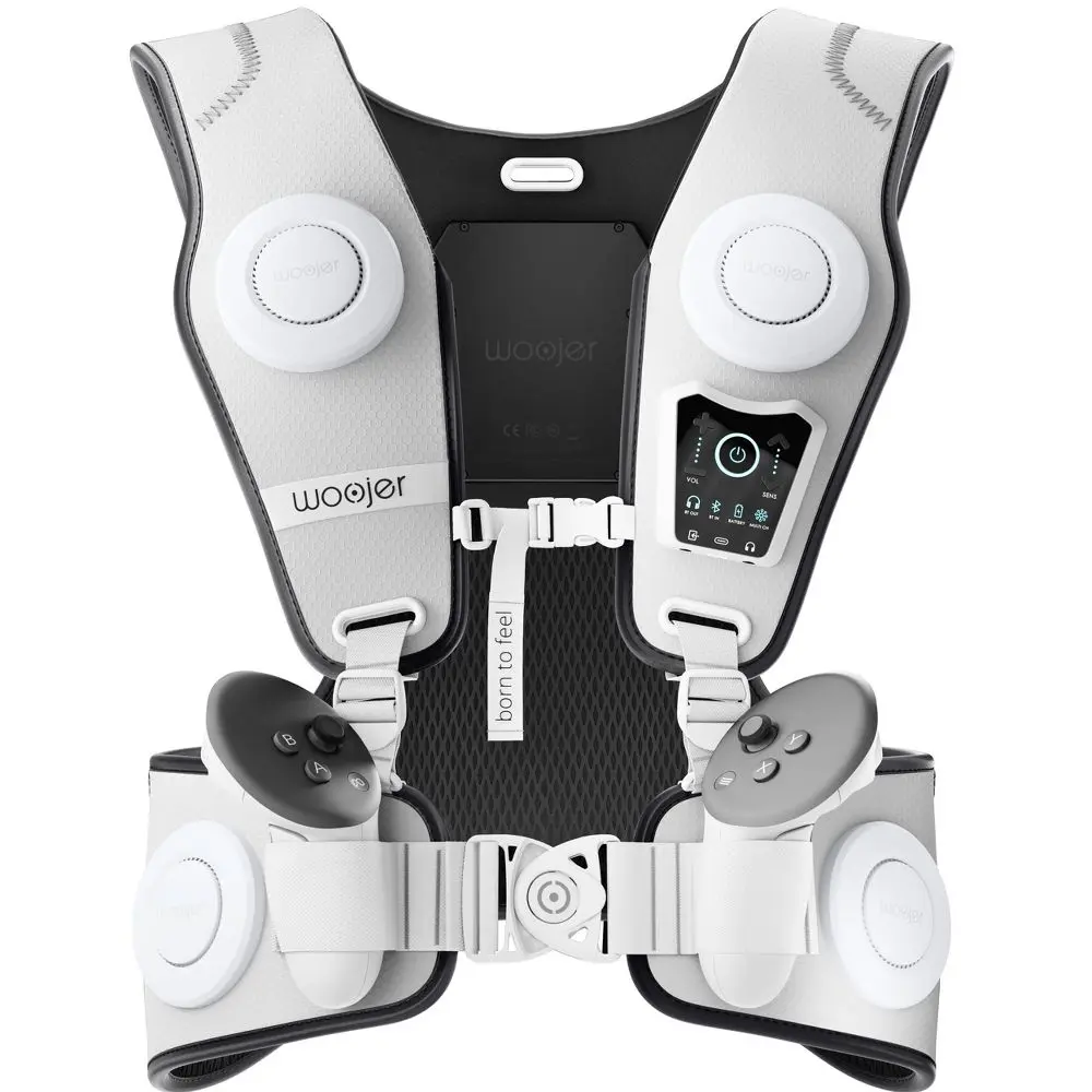Woojer High-Fidelity Haptic Vest for Meta VR Gaming - 3 Sensors, USB-C, Bluetooth 5, Wearable Virtual Audio Device Compatible with Android Mobile Phones