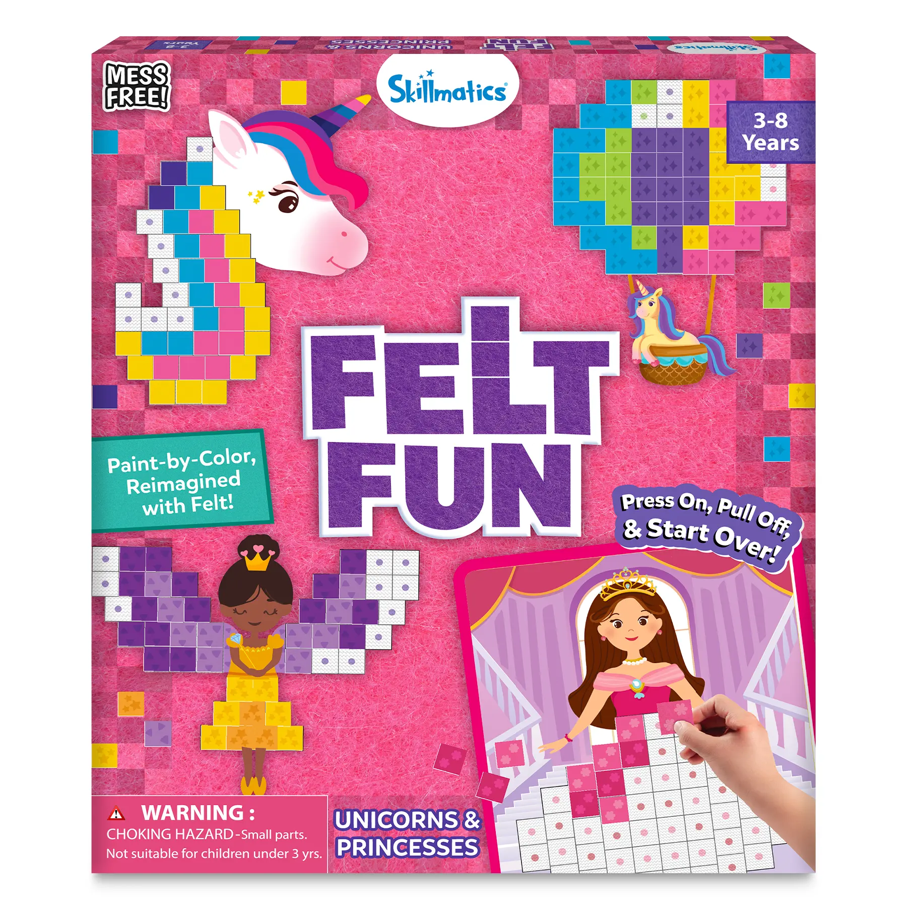 Skillmatics Art Activity - Reusable Mosaic 3D Craft Kit, 400 Felt Squares, Mess-Free Arts and Crafts, Color Matching & Creative Play, Gift for Girls Ages 3, 4, 5, 6, 7, 8