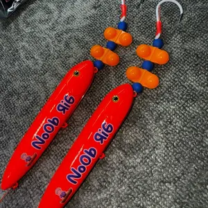 Noob Rig Large 2 Pack: Noob (13cm) pre-tied on 6/0 white glow hooks and 100 pound fire red mono leader lines