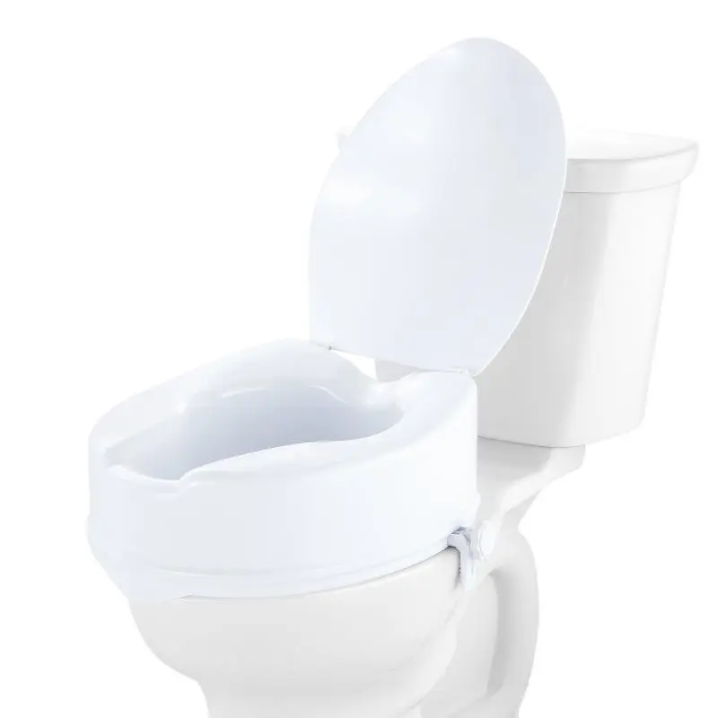 VEVOR PP Plastic Universal-Fit Curved Edge Toilet Raiser, 6 inch lift, 15.9"x13.8"x6.9" Size, 2.7 lbs Lightweight, 300 lbs Capacity, Dual Knob Installation, Ideal for Seniors/Pregnant Users, Elevates Seat