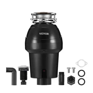 VEVOR Garbage Disposal, 1.25HP 3360RPM Continuous Feed Food Waste Disposer, 3-Bolt Mount Food Waste Grinding System with Sound Reduction, Power Cord Splash Guard for Kitchen Sinks