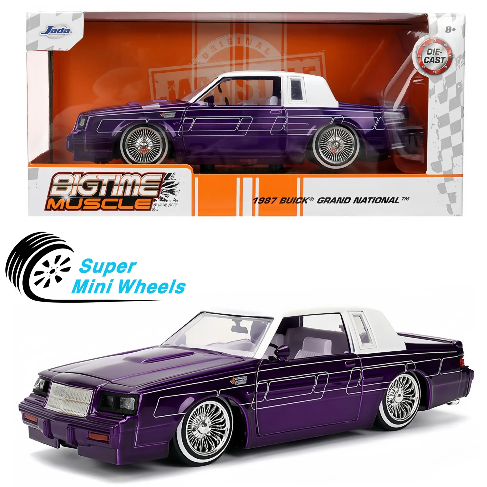 Jada 1:24 1987 Buick Grand National Lowrider – Purple with White Top – Bigtime Muscle