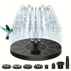 Solar Bird Bath Fountain with 6 Nozzles,Solar Fountain Pump for Bird Bath with Brackets,Solar Powered Floating Water Fountain Pump for Bird Bath,Ponds,Garden,Fish Tank and Outdoor