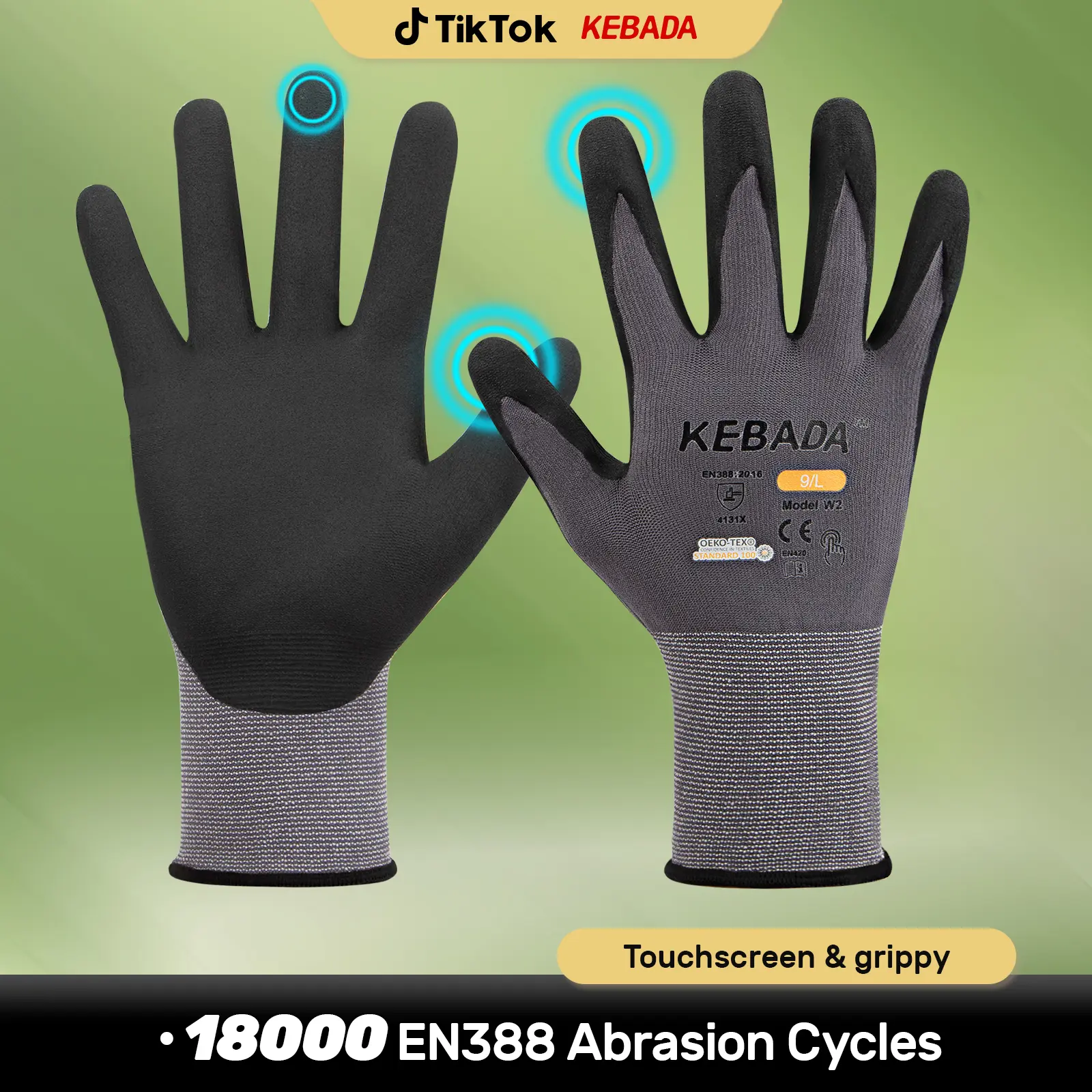 6 Pairs Kebada Nitrile Coated Work Gloves, Touchscreen Working Gloves for Gardening, Package Handling