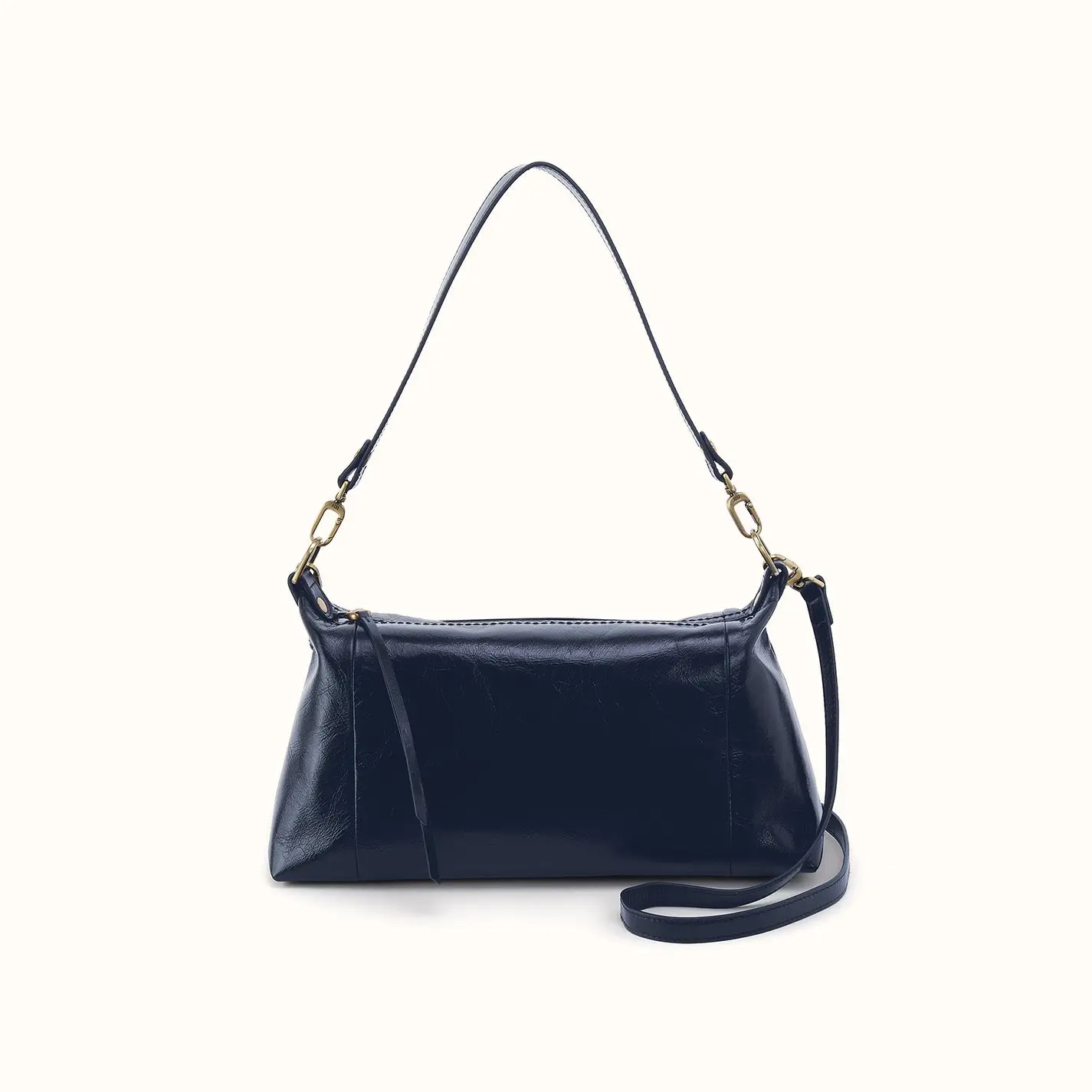 Darcy Shoulder In Polished Leather - Ink Navy