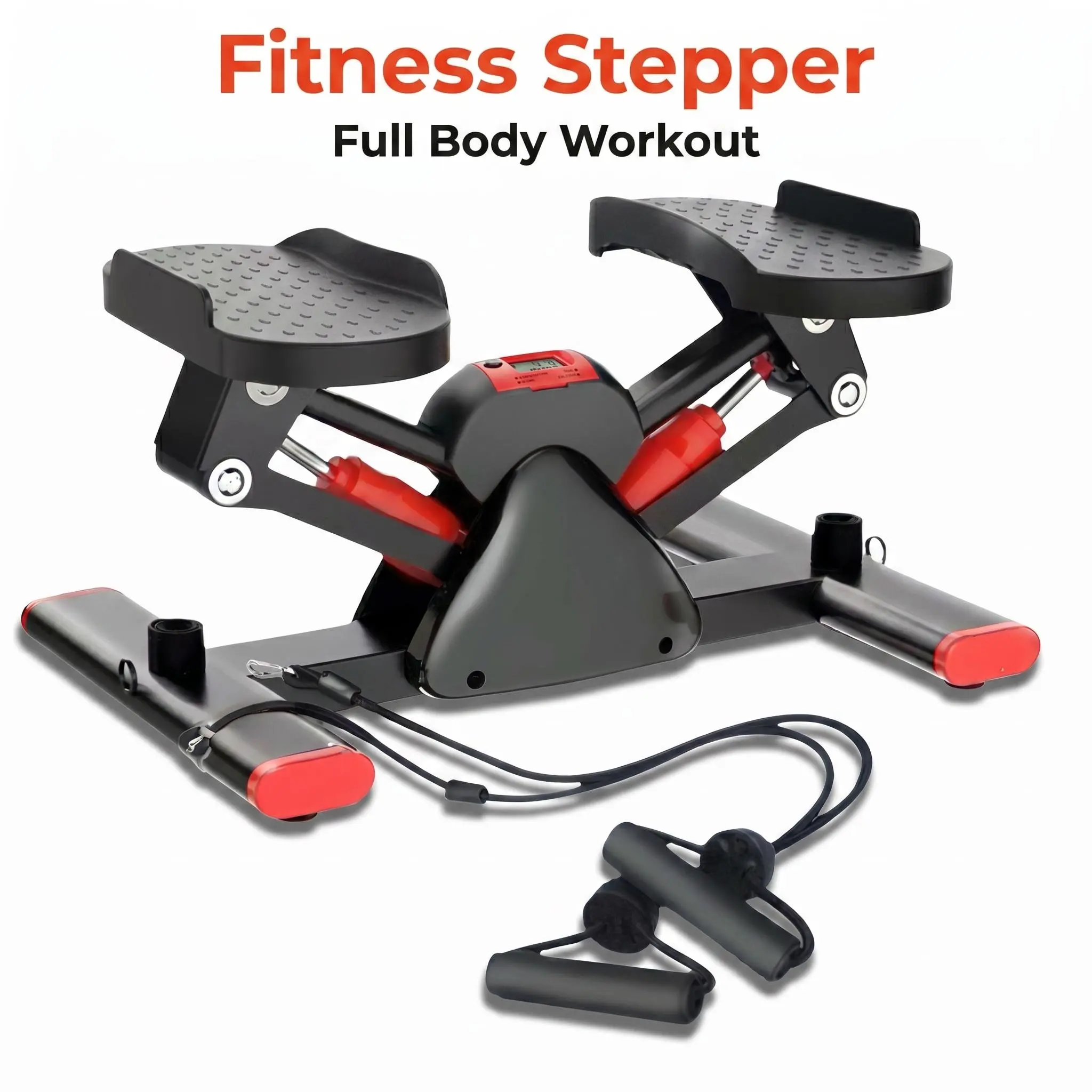 Heart-Shaped Mini Twist Stepper with Resistance Bands, Compact Multifunction Strength Training Machine for Home Office Full Body Workout, Multifunction Resistance Band Steppers, Pedal Resistance Band Steppers