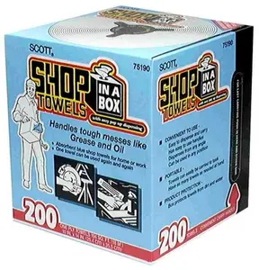 Kimberly Clark 75190 200 Count Blue Scott Shop Towels In-A-Box