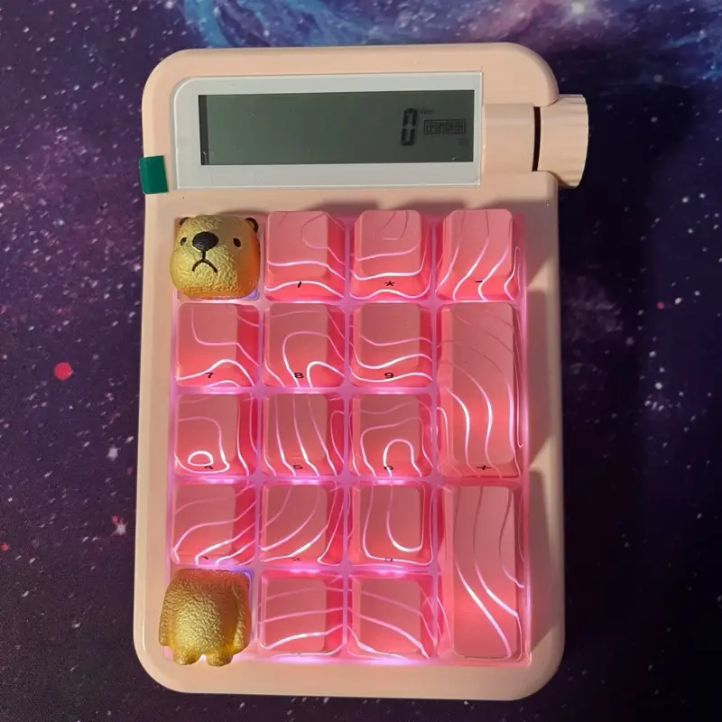 Cypher21 Wireless Custom Mechanical Pink Numeric Keypad Keyboard with Hot Swap Brown Switch, Customizable Display Keys, BT-USB Transceiver, Wired Connections, 1 x USB-Type-C Dual Interface Cable for Office & Casual Games