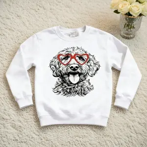 Cute Dog with Glasses Sweatshirt S-2XL White&Grey Adorable Cozy Pet Lover Casual Womenswear Soft Fabric Fun Graphic Design Perfect for Everyday Wear Long Sleeve Crewneck Sweatshirt Style Tops spider hoodie graphic hoodies