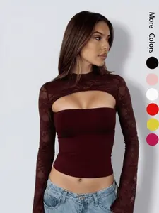 Elegant Lace Hollow Out Flare Sleeve Top, Vintage Slim-Fit Style that Shows an Elegant Look, Perfect for Any Occasion Blouse