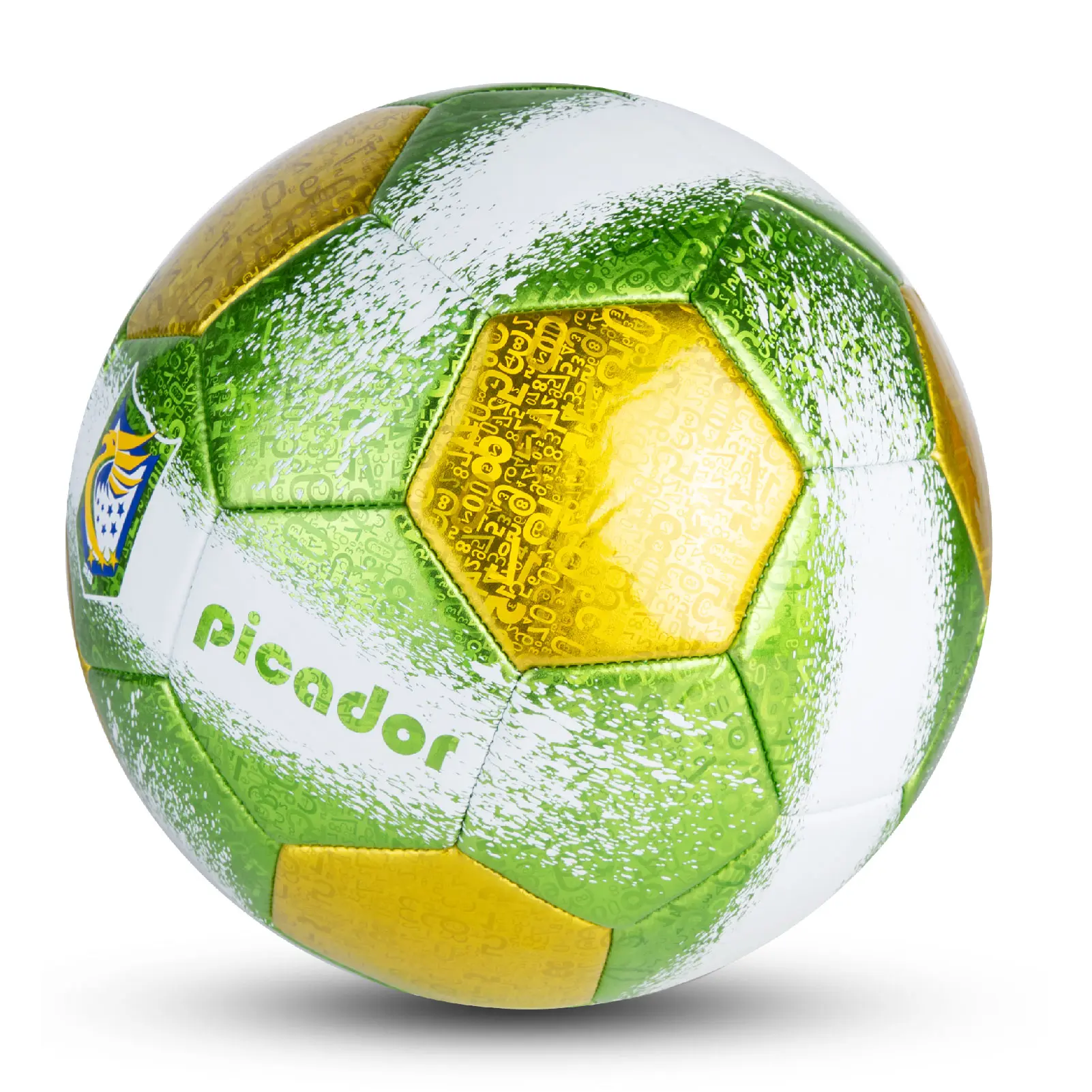 Size 4 Soccer Balls, Laser Leather Soccer Ball for Sport Training & Match Play - Vibrant Soccer Balls Gift Set with Pump for Kids and Youth(Green/Yellow)