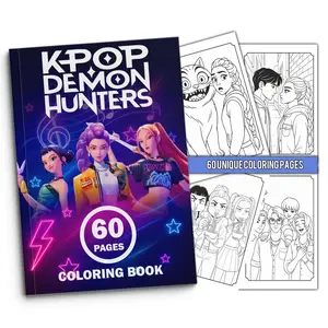 K-Pop Demon Hunter Coloring Book, Themed Coloring Pages, Unique Coloring Pages, 100gsm Paper, Durable Thick Pages, Single-Sided Printing, How to Draw K-Pop Characters, Best Gift for Fans