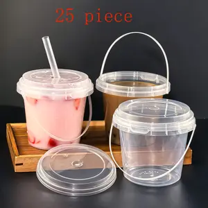 25-Pack 24oz Reusable BPA-Free Clear Plastic Cups with Lids and Straws, Kitchenware Drinkware for Ice Drinks, Parties, Daily Use