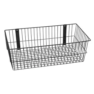 212 MAIN 9092-B Rectangular Universal Wire Multipurpose Basket, Black, 24x12x8in, Household Organiser, Household Items Decor, Storage Unit
