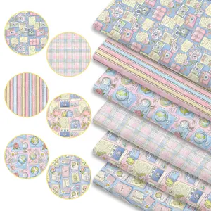 6pcs Besties Travel Print Fabric Bundles, 45cmx50cm /17.72x19.69in Best Friends Adventure Pattern Fabric Squares for Quilting, Patchwork DIY Sewing Material for Bedding, Tablecloth, Bags, Headbands, Pillowcases