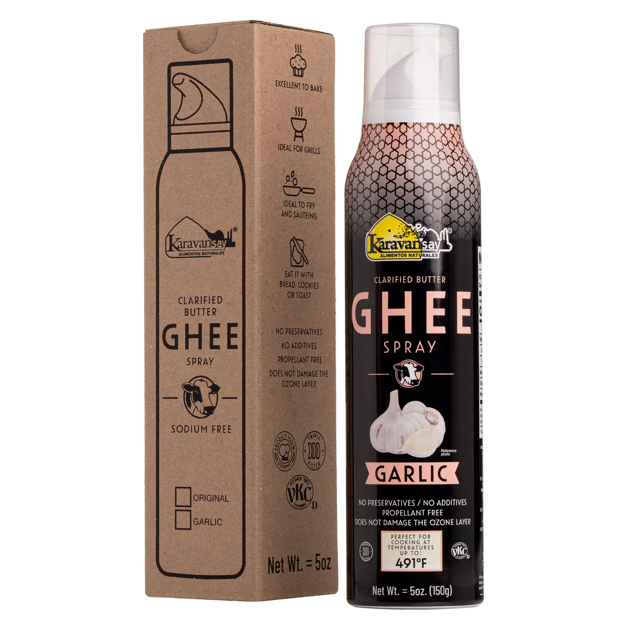 (2packs) Karavansay Ghee Spray Garlic x 10 Oz