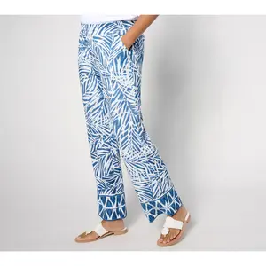Belle Beach by Kim Gravel Cabana Knit Seascape Border Beach Pant, Tal