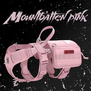 Mountbatten Pink OneTigris Tactical Service Dog Vest Harness | Multi-Functional K9 Harness with Pouches, Durable & Waterproof for Outdoor, Military & Working Dogs | Reflective and Adjustable for Medium & Large Breeds