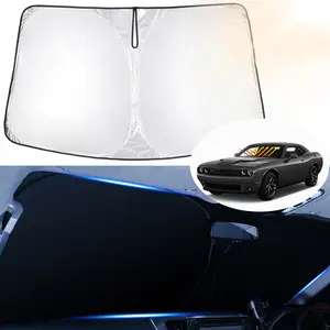 Canvcle Windshield Sun Shade for 2015-2023 Dodge Challenger Accessories Coupe,SRT Hellcat,Redeye,GT,RT,TA Coupe,Widebody,SXT,RT Scat Pack Custom Fit Sunshade Foldable Sun Visor Protector Blocks UV Raysun Visor Protector Blocks UV Rays