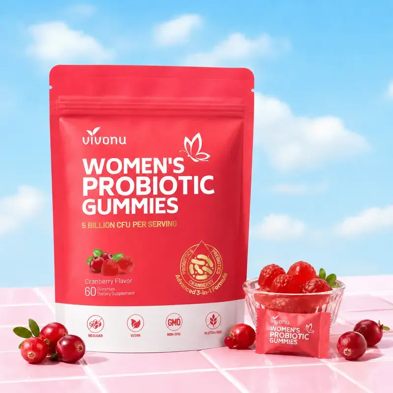 Cranberry Probiotic Gummies | Targeting Body Odor, Women's Health, and Body Balance | Vegan (60 Gummies per Pack) SummerVibes