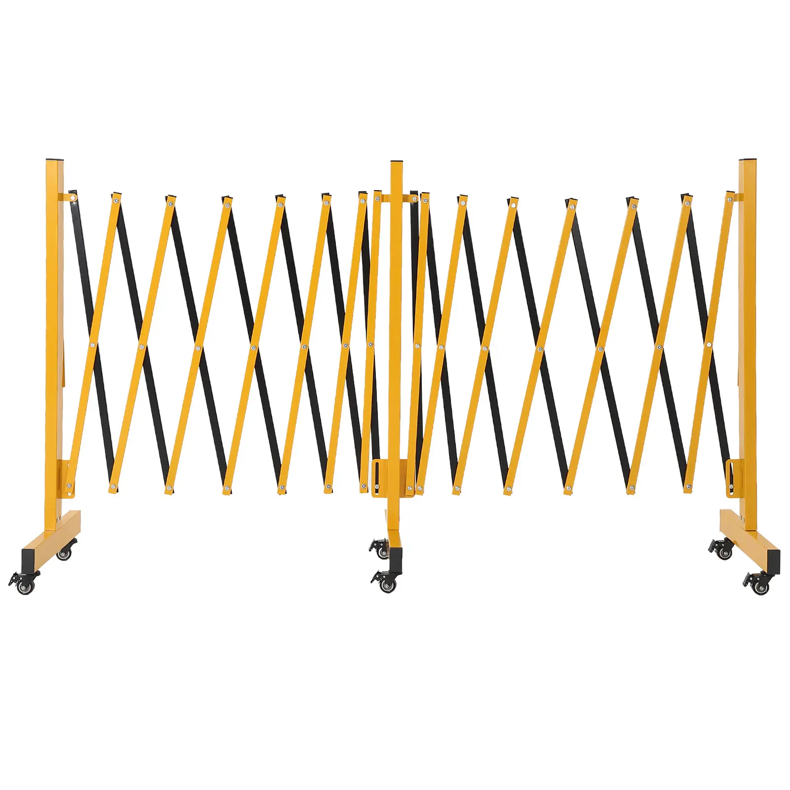 23FT/16FT/11FT Metal Expandable Mobile Barricade,Industrial Folding Security Gate Driveway Gate, Retractable Retractable Gate Outdoor,Folding Safety Barricade with Casters