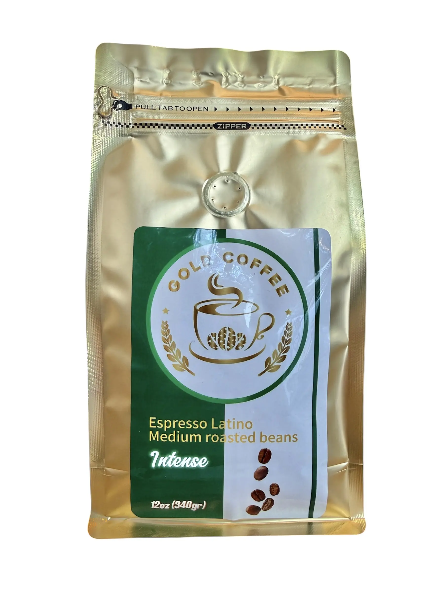 Gold Coffee Espresso Latino Intense Medium Roasted Beans 12oz 340gr Premium Quality
