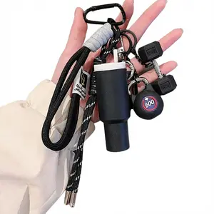 Aesthetic Mini Water Bottle Keychain for Backpack, Cute Gym Charm with Dumbbell Pendant, Trendy Bag Accessory for Girls & Teens, Free Random Gift Shipped with Every Purchase fun design