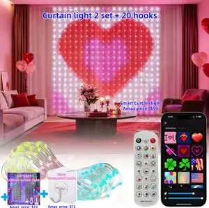 valentine's day decor Smart RGB LED Curtain Lights – App-Controlled Color-Changing String Lights, 400 LEDs for New Year Parties, Valentine’s Day Gifts, Bedroom & Romantic Decor love one