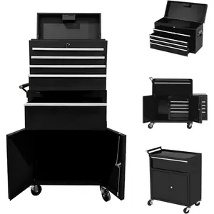 5-Drawer Rolling Tool Chest with Wheels and Locking System, Portable Tool Cabinet for Garage, Workshop, Mechanic, Heavy Duty Tool Box with Drawers, Detachable Storage for Home and Shop, Black