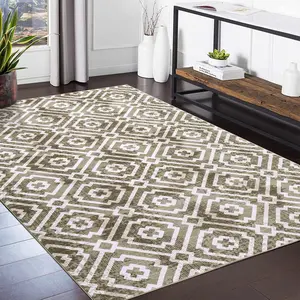 GARVEE Modern Geometric Washable Area Rugs: Non-Slip, Stain-Resistant, Soft Carpets for Living Room, Bedroom, and More in Various Sizes (2x3 to 9x12) and Colors (Taupe, Blue, Grey, Light Coffee)