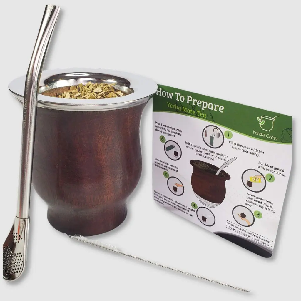 Libertad Handmade Wooden Yerba Mate Set, Includes Stainless Steel Cup, Specialty Kitchen Utensil