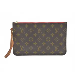 Pre-owned Louis Vuitton canvas Small Leather Goods $600 Monogram Neverfull MM Cherry Pochette AR1122