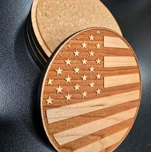American Flag Coasters - Wooden Design with Patriotic Stars and Stripes Pattern for Decorative Use