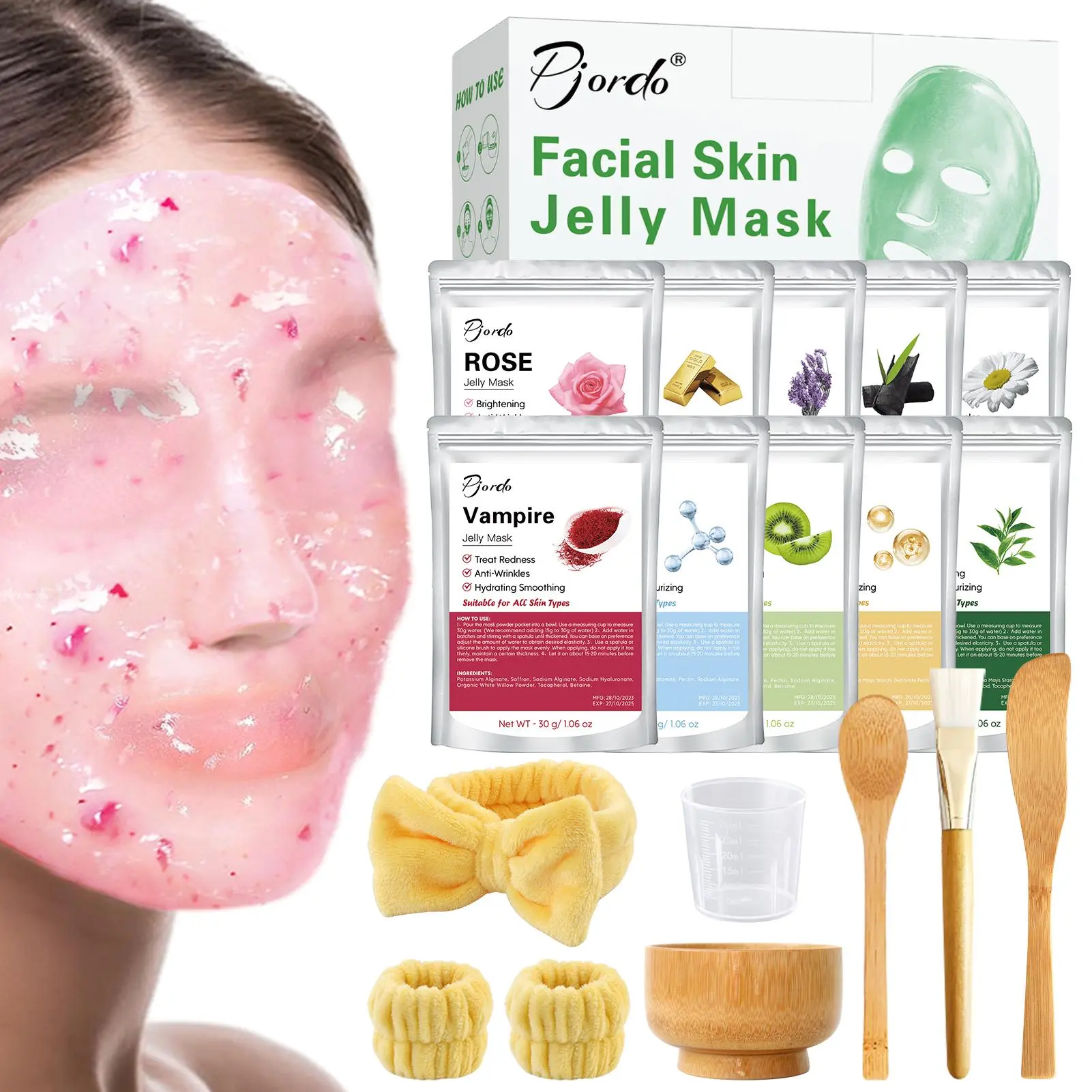 Facial Skin Care Jelly Mask with Mask Mixing Bowl & Tools Set, 10pcs/set Moisturizing Facial Mask, Hydrating Nourishing & Soothing Mask, Deep Moisture Mask for All Skin Types