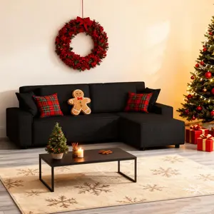 Garvee 96 Inch Extra Large L Shaped Sectional Sofa in Striped Corduroy Fabric Deep Seating for Comfort in Black Dark Grey Beige Ideal for Living Rooms Apartments Malls