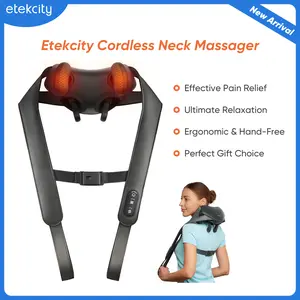 Etekcity Cadeo Cordless Shiatsu Neck and Shoulder Back Massager with Heat, Deep Tissue Kneading, Adjustable Modes, Portable Pain Relief & Relaxation Gift for Mom Dad Valentinesday Gift