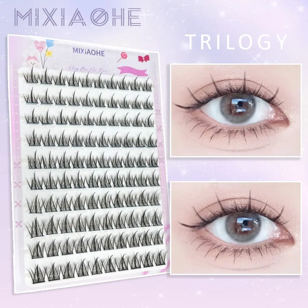 MIXIAOHE 100 Clusters Pre-Glued Makeup Lashes | Mega Volume & C-Curl Fluffy Look | DIY Segments for Easy, Natural Lifting! #PreGluedLashes #VolumeLashes #DIYLashes