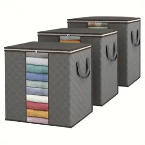 Set of 3 Large Foldable Storage Boxes with Reinforced Handles, Polypropylene Multi-Purpose Containers, Waterproof Rectangular Box for Bedroom
