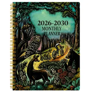 5-Year Monthly Planner 2026-2030 | Witch Diary Design, Durable Double-Wire Spiral Binding, 71 Pages, Elastic Cover, High-Quality Paper, Includes Holiday and New Year Options, 13.97 x 21.08 cm