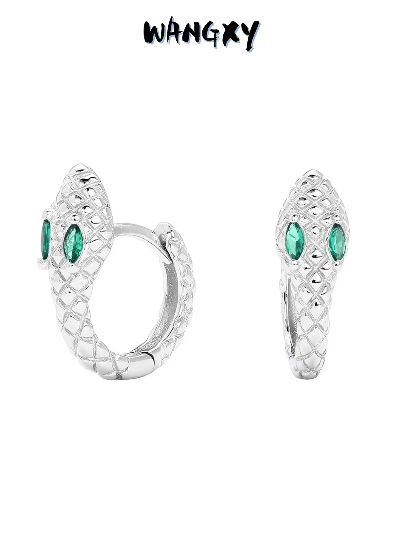 WANGXY Silver Plated Snake Hoop Earrings for Women and Men Fashionable Earrings