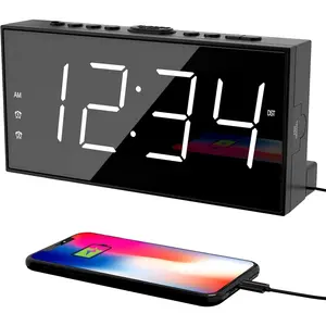 Clock for Bedroom, 2 Alarms Loud LED Big Display Plug in Simple Basic Digital Clock with USB  Port, Adjustable Volume, Dimmable, Snooze for Deep Sleepers    Office