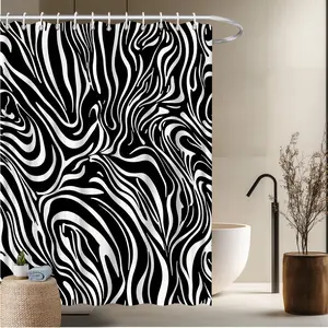 1pc Animal Theme Shower Curtain-2D Classic Zebra Stripes Pattern Modern Home Decor Bathroom and Bathtub Decoration 70.8x70.8 Inches