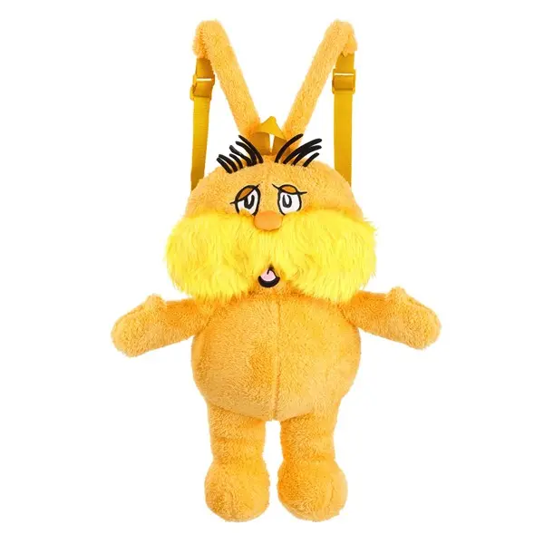 Dr. Seuss Plush Lorax Backpack, Embroidered, Facial Features