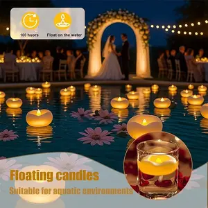 Floating Candles Water-Activated Flameless LED Candle 160+ Hours Waterproof Plastic 2.3" White Battery Operated Candle for Centerpieces Cylinder Vases Table Decorations Wedding Pool Party