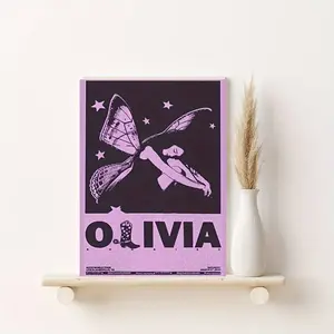 Olivia Anime-Inspired Vintage Purple Canvas Art Print - Unframed Wall Decor for Living Room, Bedroom, Dorm - Perfect Gift & Halloween Decoration