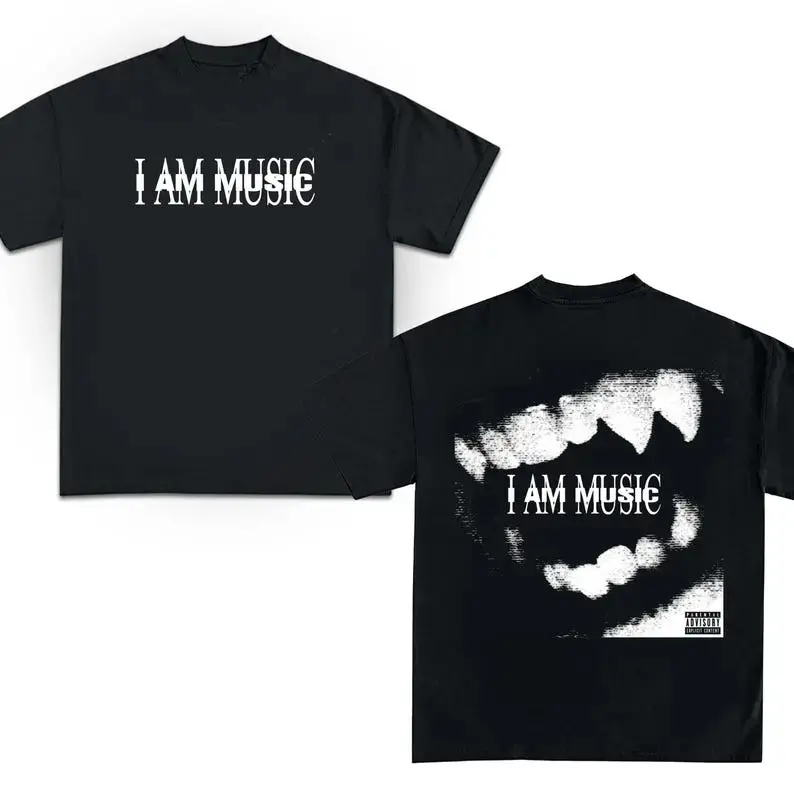 "I AM MUSIC" Album Graphic T-Shirt,  Antagonist Tour Merch Style Top, Trendy Y2K Hip-Hop Streetwear, Aesthetic, Casual