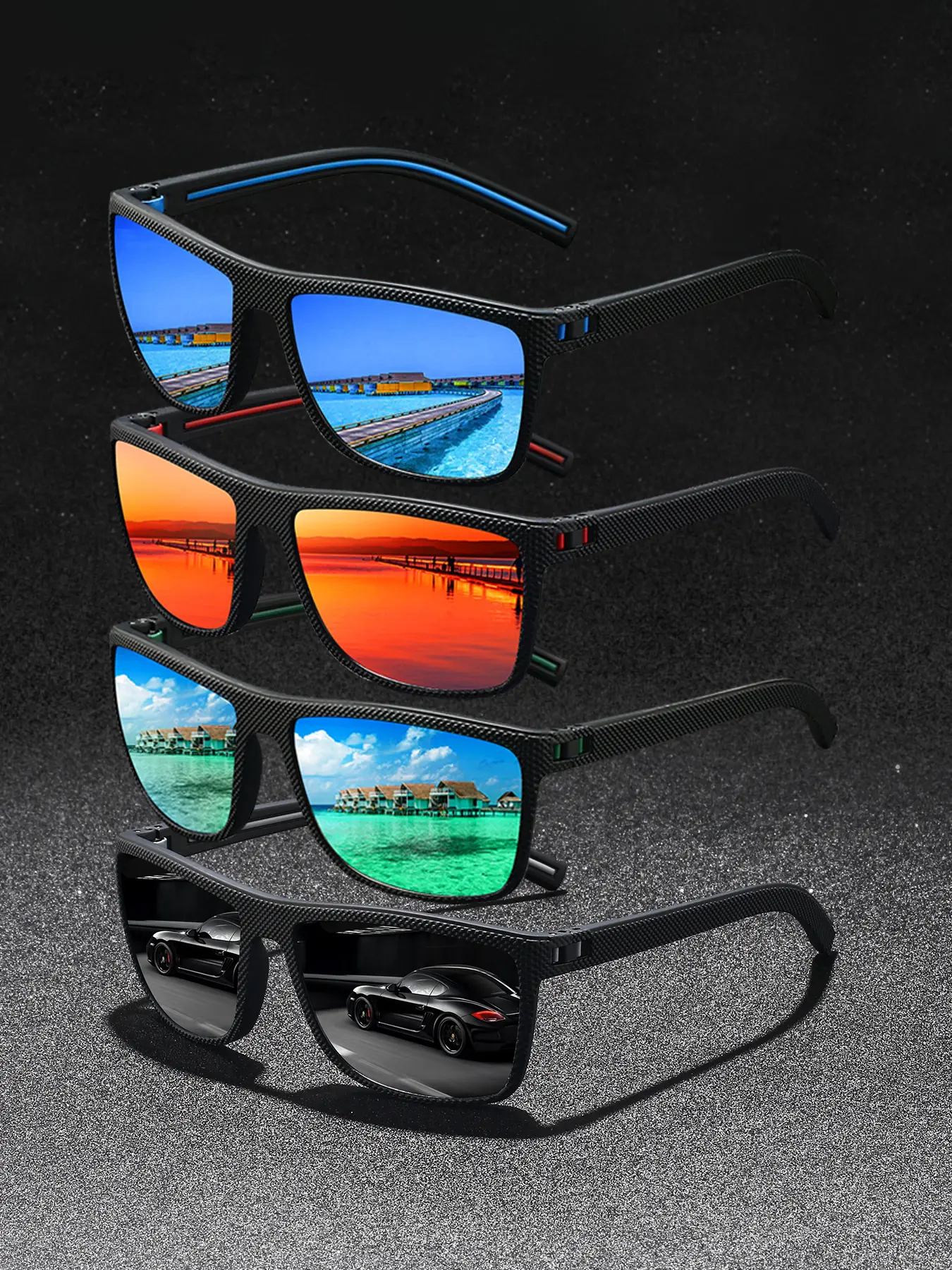 4 pairs of the latest fashionable retro checkered square glasses, available in multiple colors, with a classic fine checkered splicing frame and rubber nose pad to prevent slipping and improve wearing comfort, suitable for wearing in various scenarios