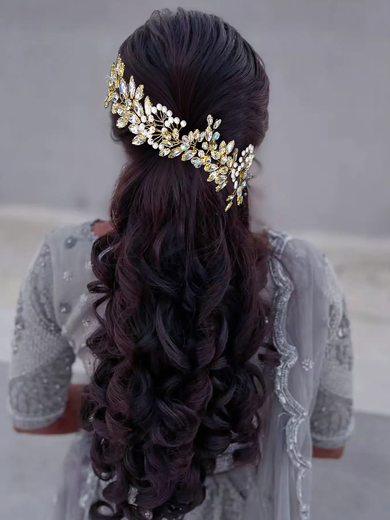 Women's Elegant Bridal Headband Rapunzel Crown with Artificial Pearls & Rhinestones, Perfect for Wedding Party, All-Season Accessory
