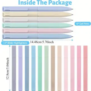 18Pcs Bible Journaling Kit, Including 12 Pastel Bible Highlighters+6 Multicolor Fineliner Pens for Women & Men Office School, Bible Study Supplies