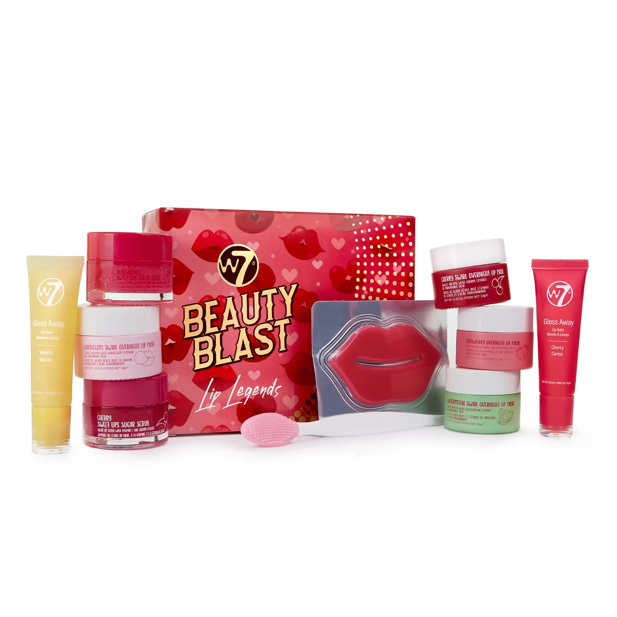 W7 Beauty Blast Lip Legends Sweet Dreams Gift Set - Lip Masks, Scrubs, Balms and More – Exclusive W7 Sweet Dreams Flavors Included Lip Gloss Stick Lip Plumper Gloss